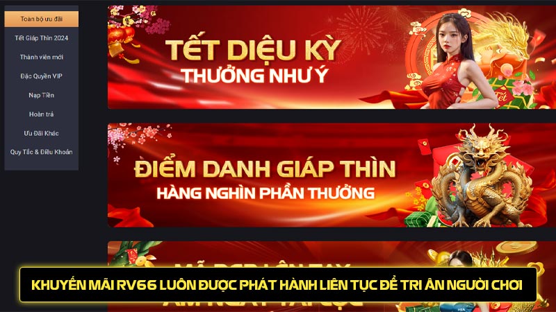 Khuyến mãi RV66 luôn được phát hành liên tục để tri ân người chơi Việt Nam